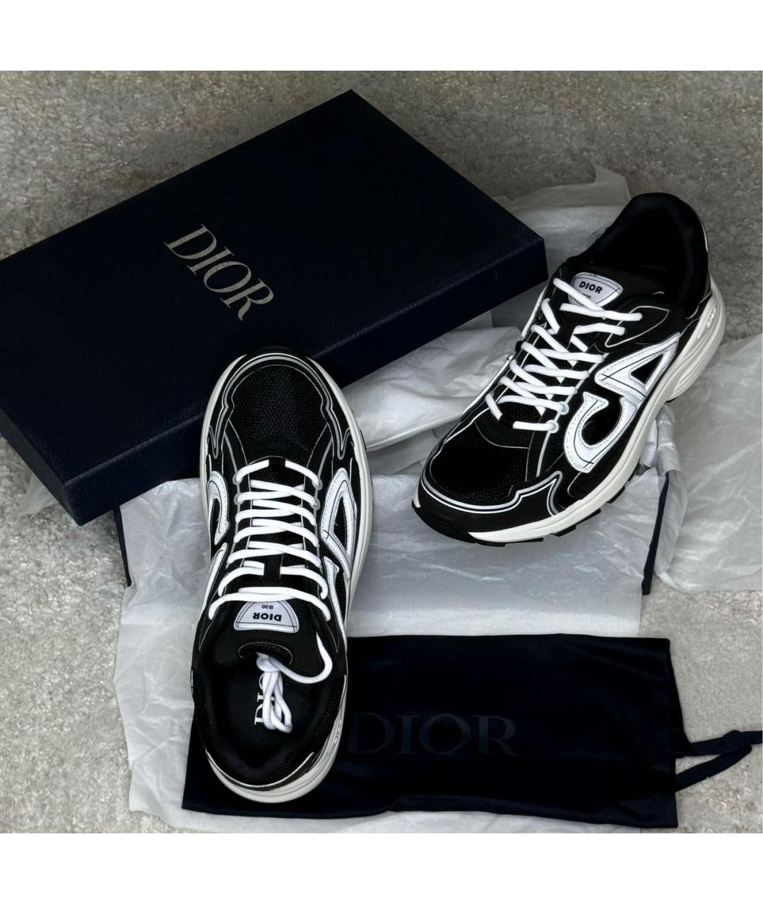 CHRISTIAN DIOR Черные текстильные низкие кроссовки / кеды, фото 5