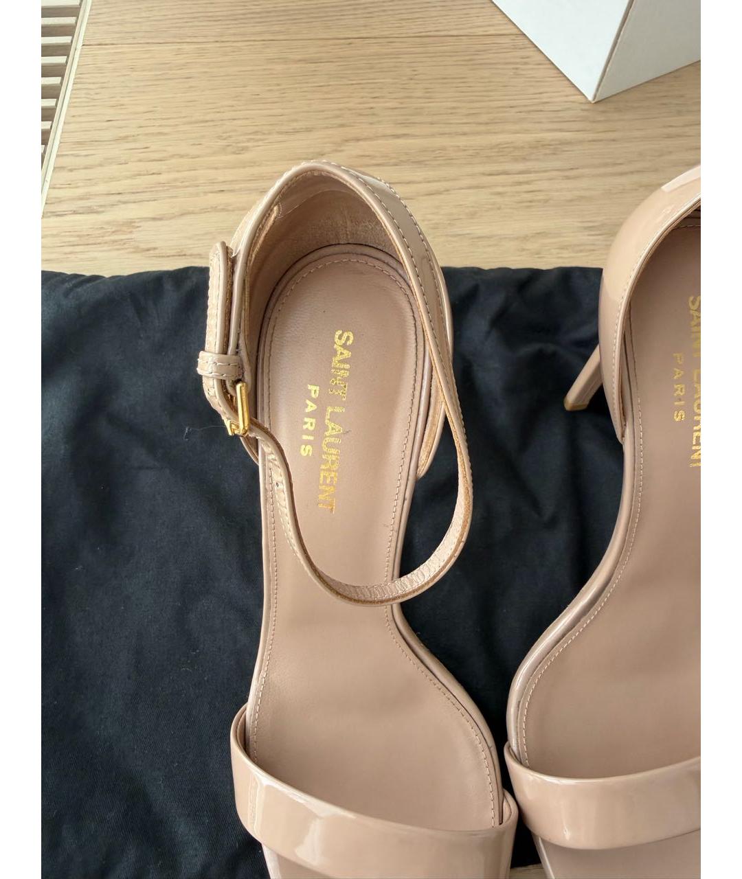 SAINT LAURENT Бежевые туфли из лакированной кожи, фото 3