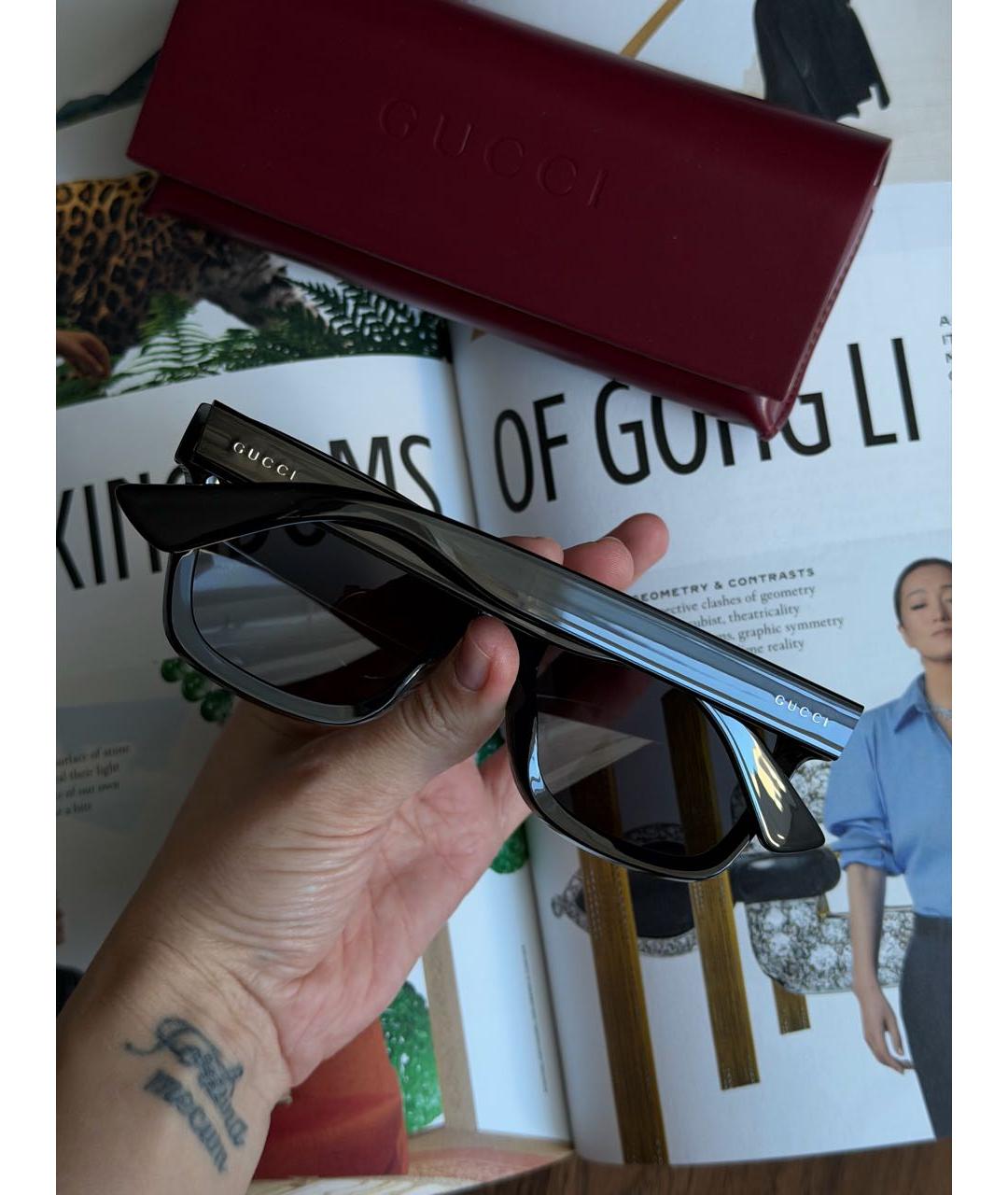 GUCCI Черные пластиковые солнцезащитные очки, фото 3