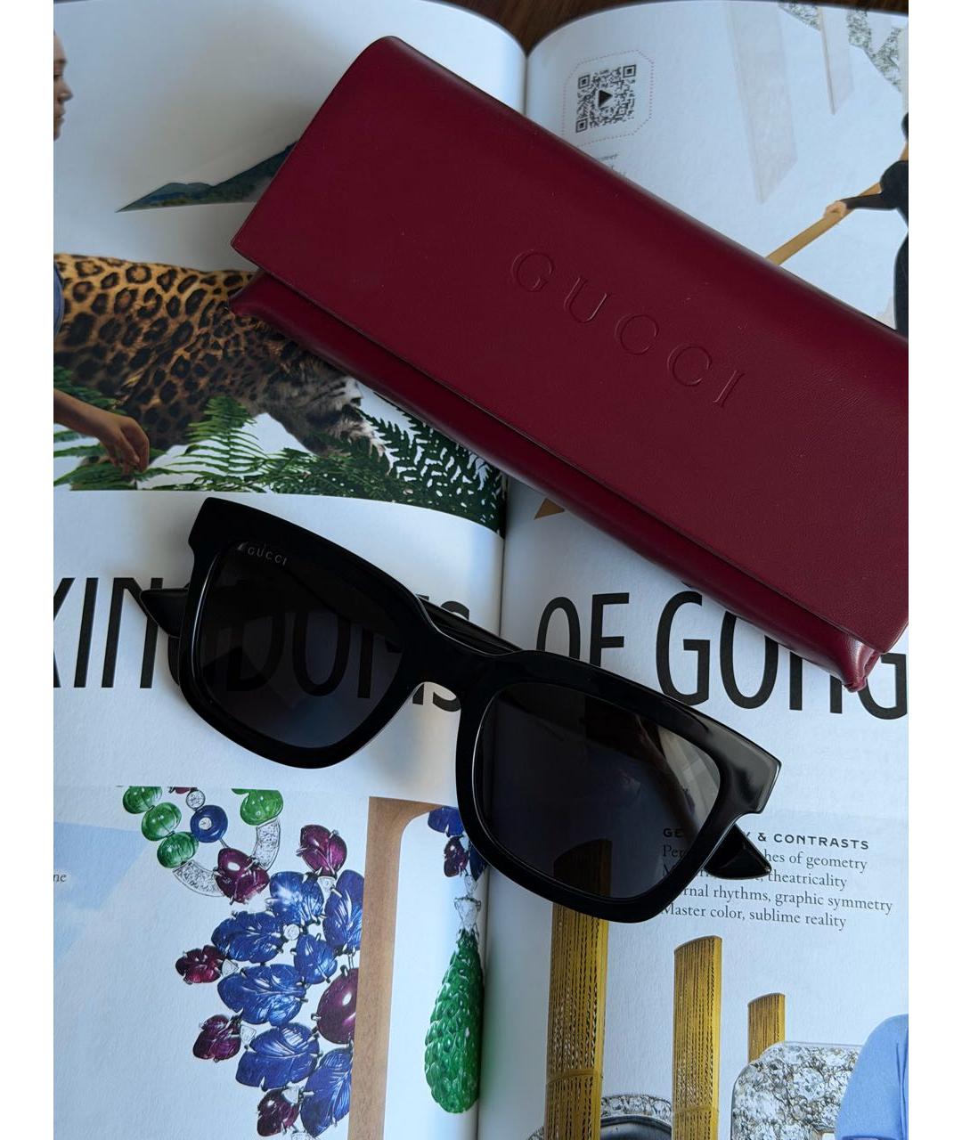 GUCCI Черные пластиковые солнцезащитные очки, фото 6