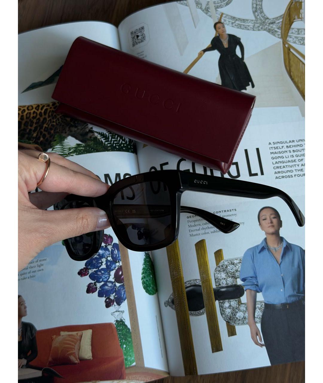 GUCCI Черные пластиковые солнцезащитные очки, фото 2