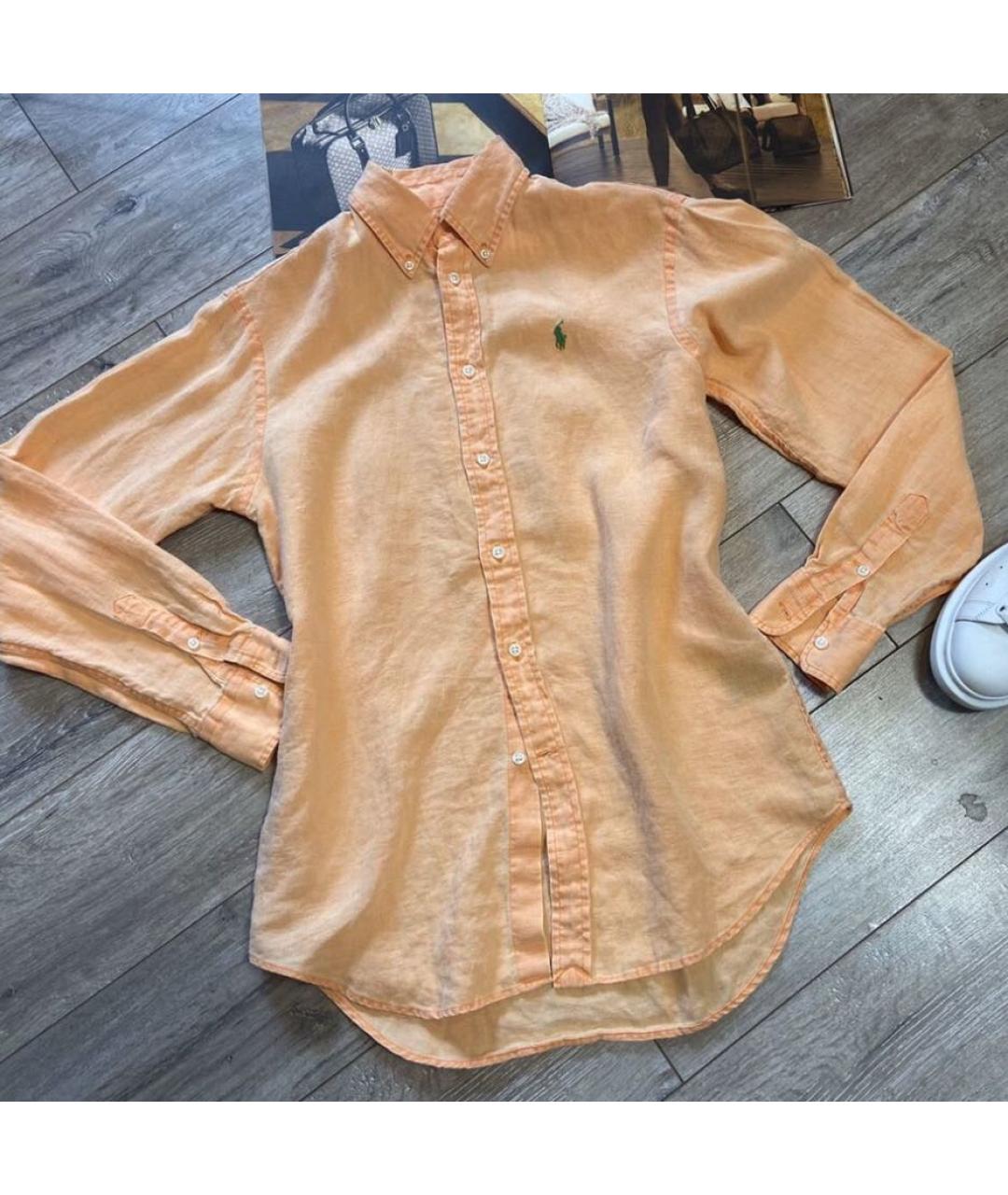 RALPH LAUREN Оранжевая льняная рубашка, фото 2