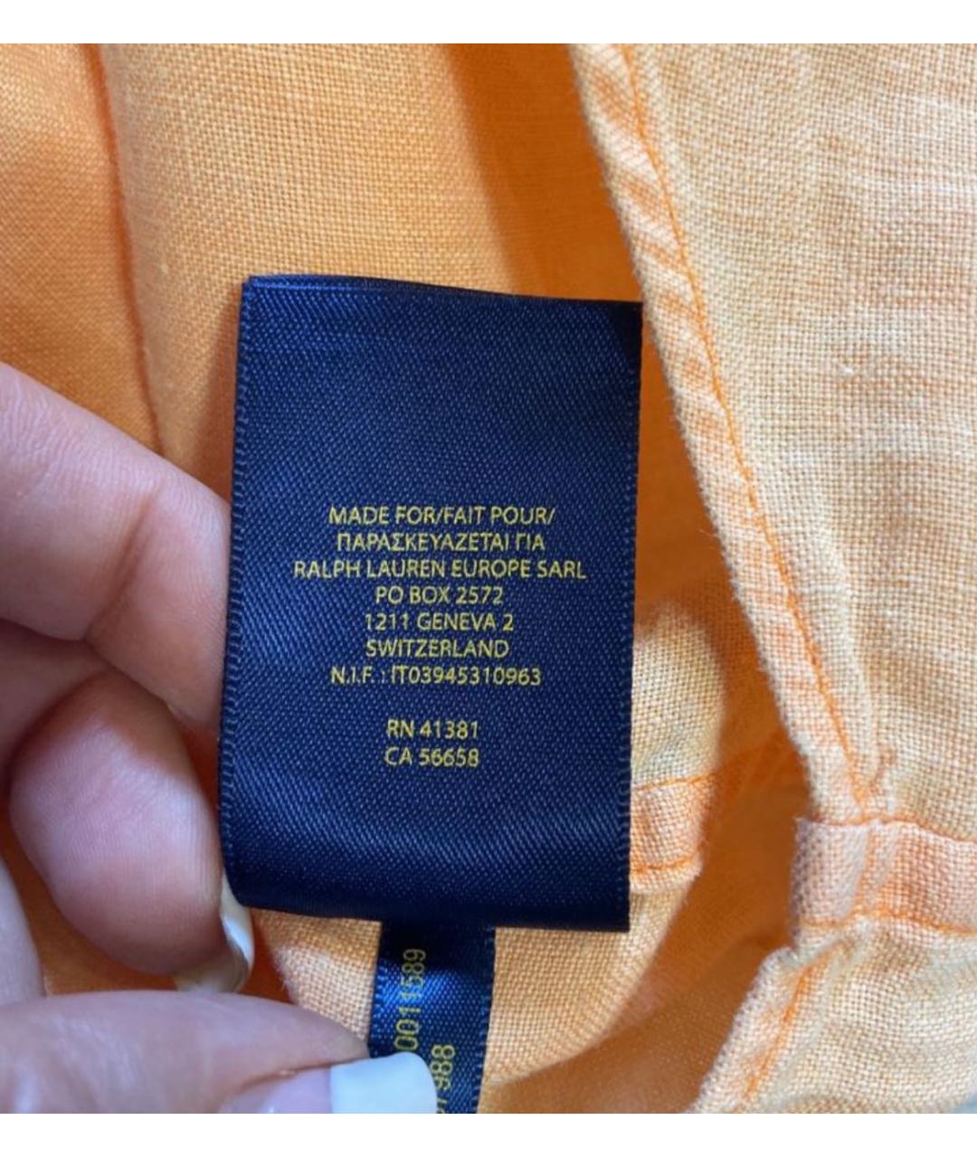 RALPH LAUREN Оранжевая льняная рубашка, фото 6