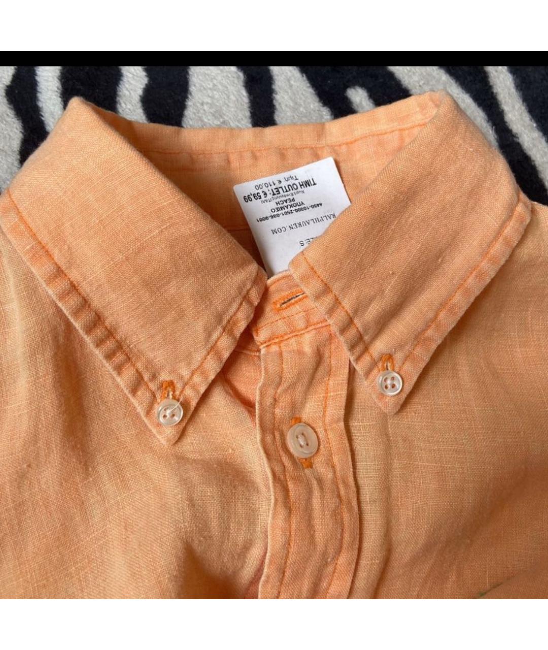 RALPH LAUREN Оранжевая льняная рубашка, фото 5