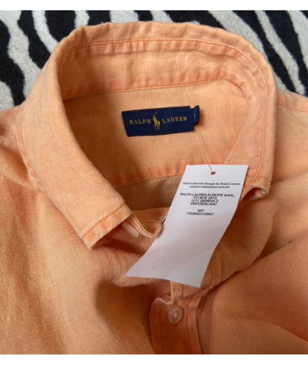 RALPH LAUREN Оранжевая льняная рубашка, фото 3