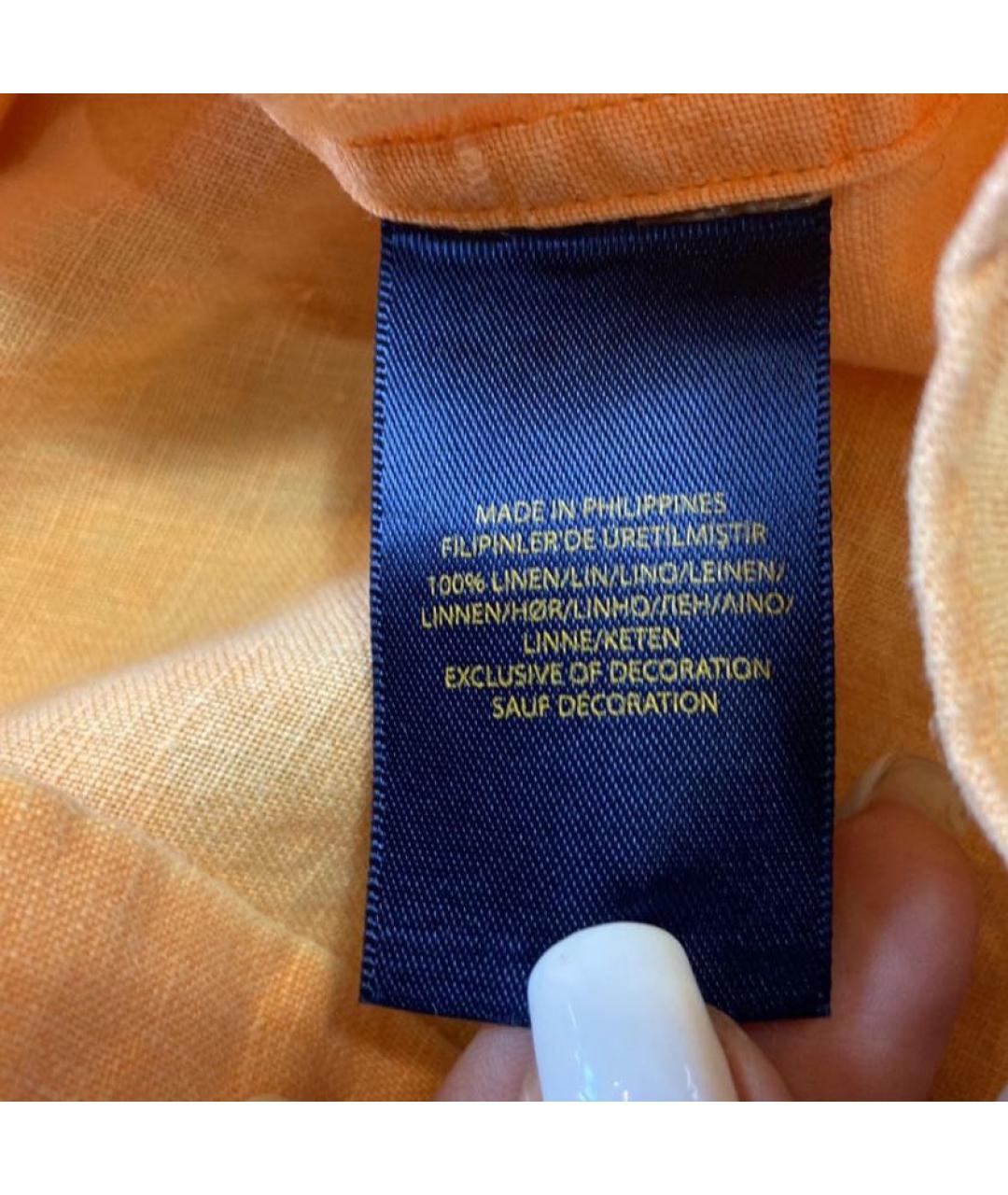 RALPH LAUREN Оранжевая льняная рубашка, фото 7