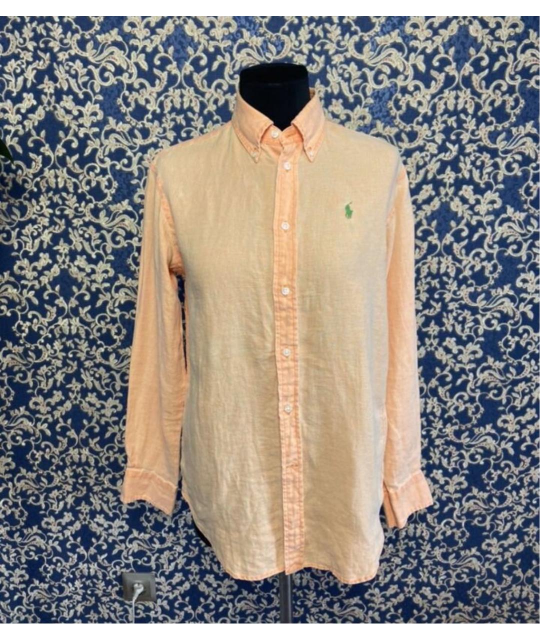 RALPH LAUREN Оранжевая льняная рубашка, фото 9