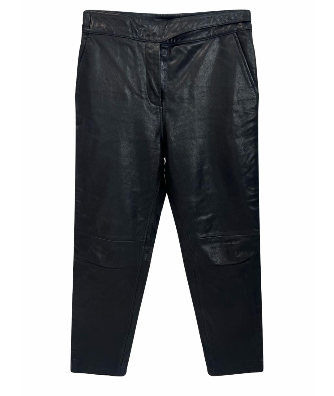 RAG & BONE Черные кожаные прямые брюки, фото 5