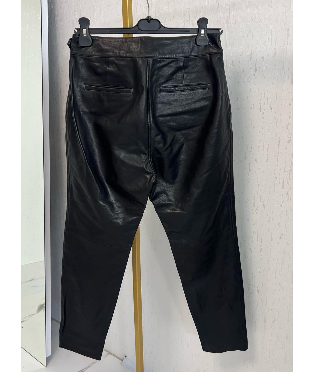 RAG & BONE Черные кожаные прямые брюки, фото 2
