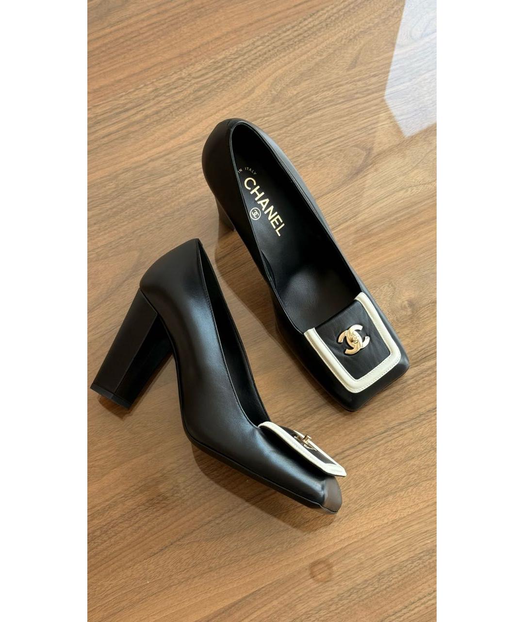 CHANEL Черные кожаные туфли, фото 3