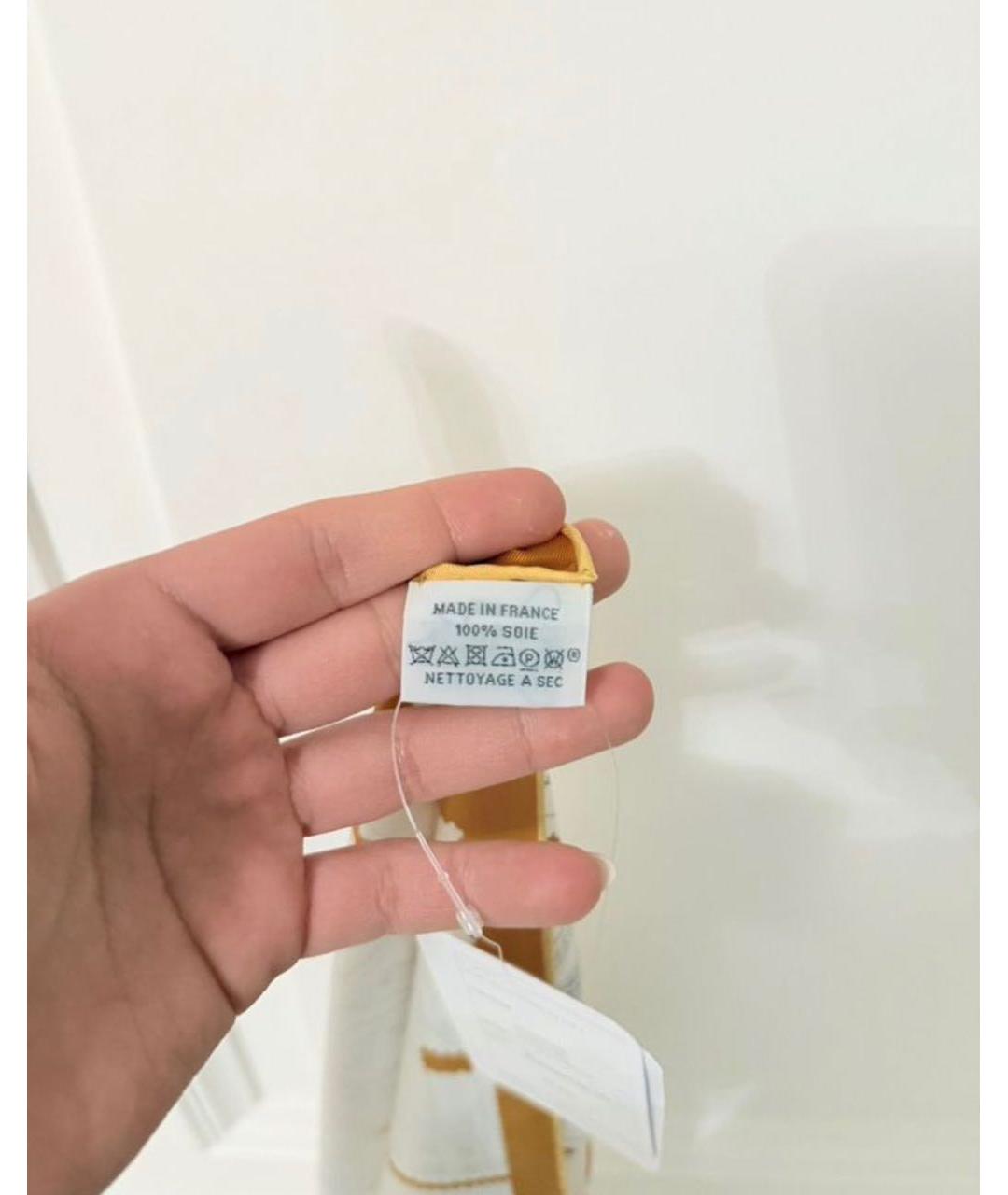 HERMES Белый шелковый платок, фото 7