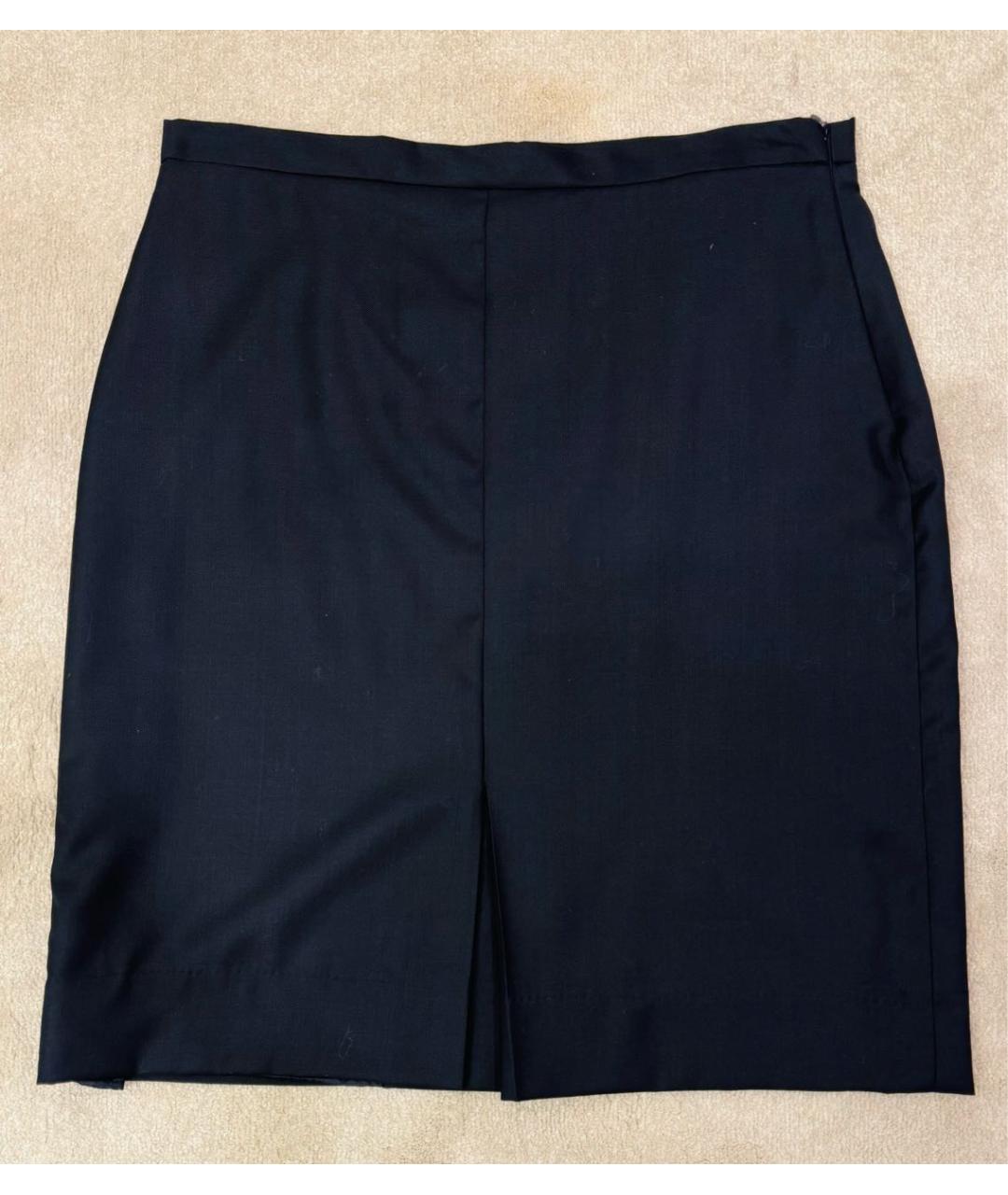 BOTTEGA VENETA Темно-синяя шерстяная юбка мини, фото 5