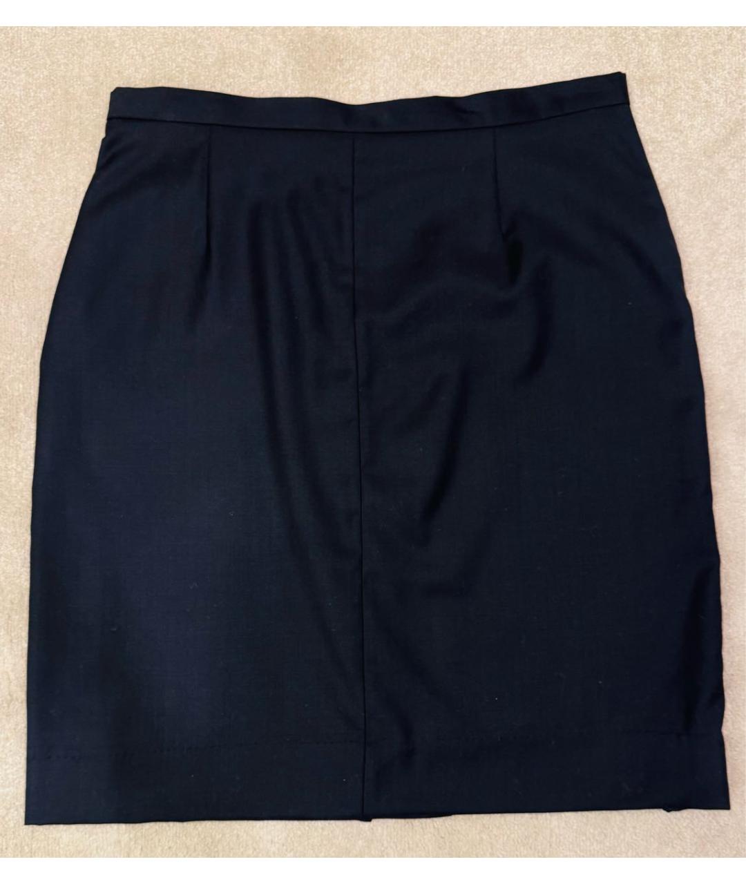 BOTTEGA VENETA Темно-синяя шерстяная юбка мини, фото 2