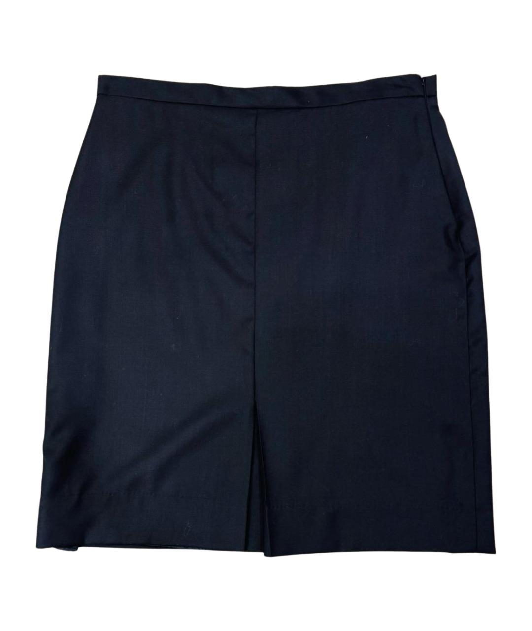 BOTTEGA VENETA Темно-синяя шерстяная юбка мини, фото 1