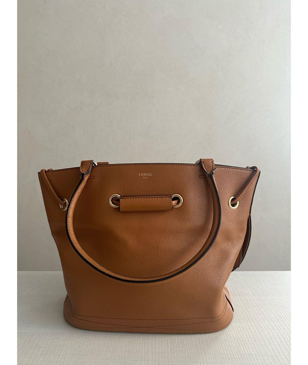 LANCEL Оранжевая кожаная сумка тоут, фото 5