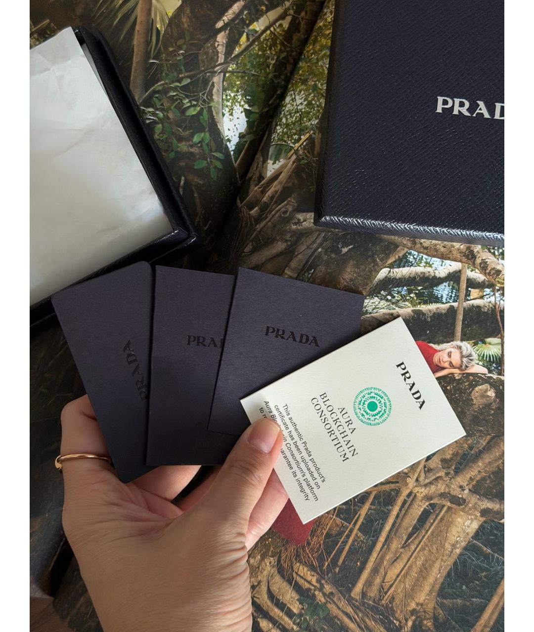 PRADA Черная кожаная визитница, фото 4