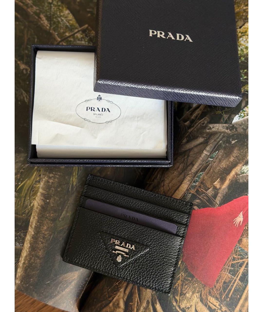 PRADA Черная кожаная визитница, фото 6
