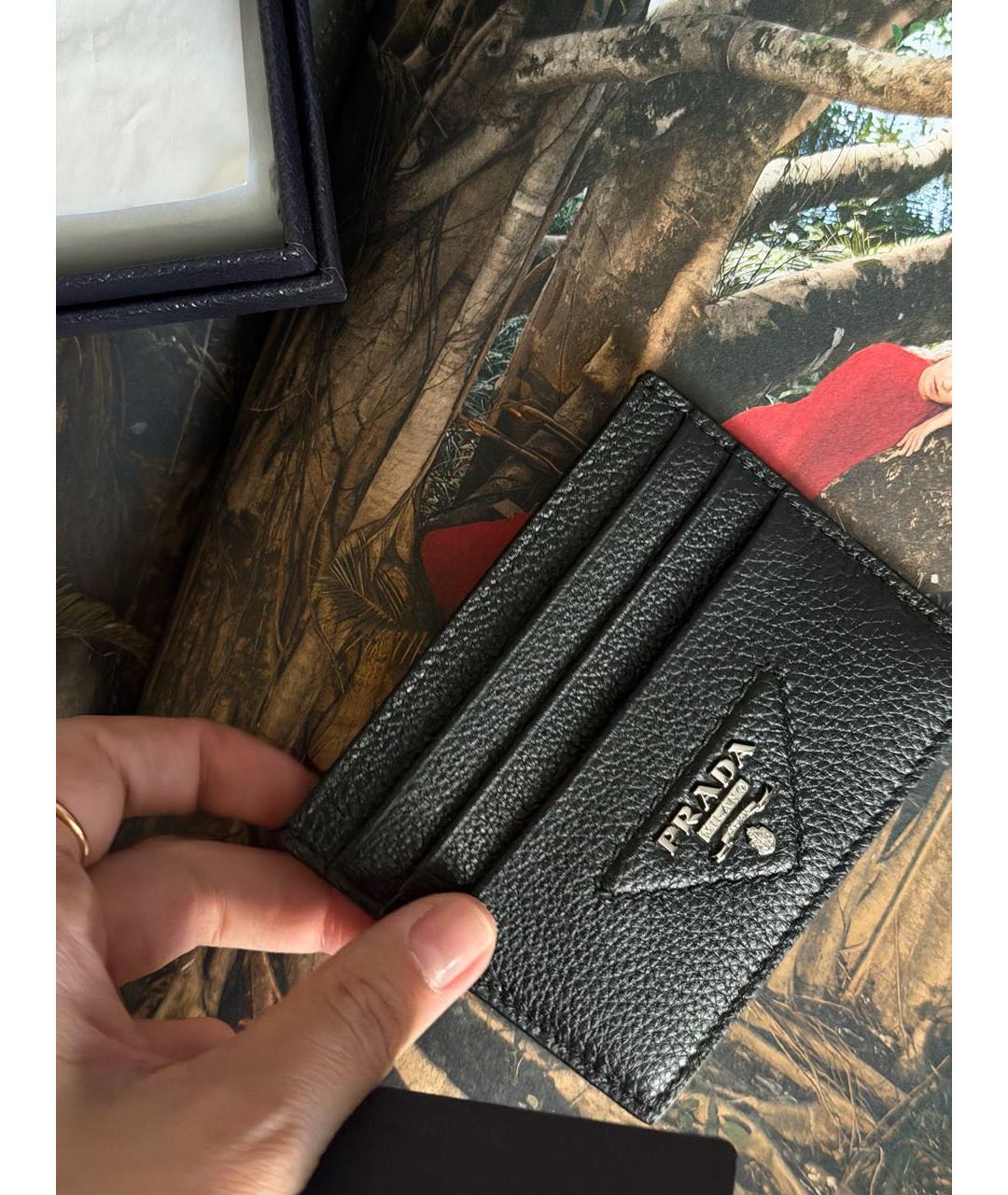 PRADA Черная кожаная визитница, фото 5