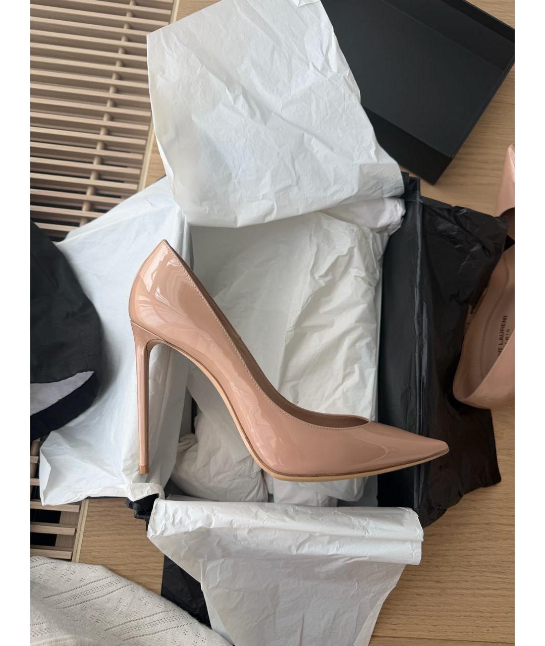 SAINT LAURENT Бежевые кожаные туфли, фото 8