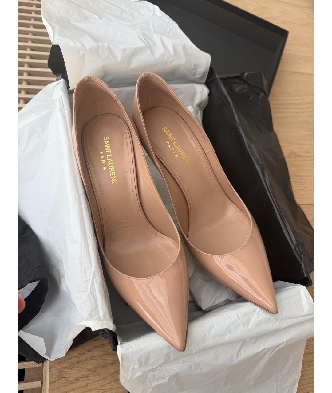 SAINT LAURENT Бежевые кожаные туфли, фото 2