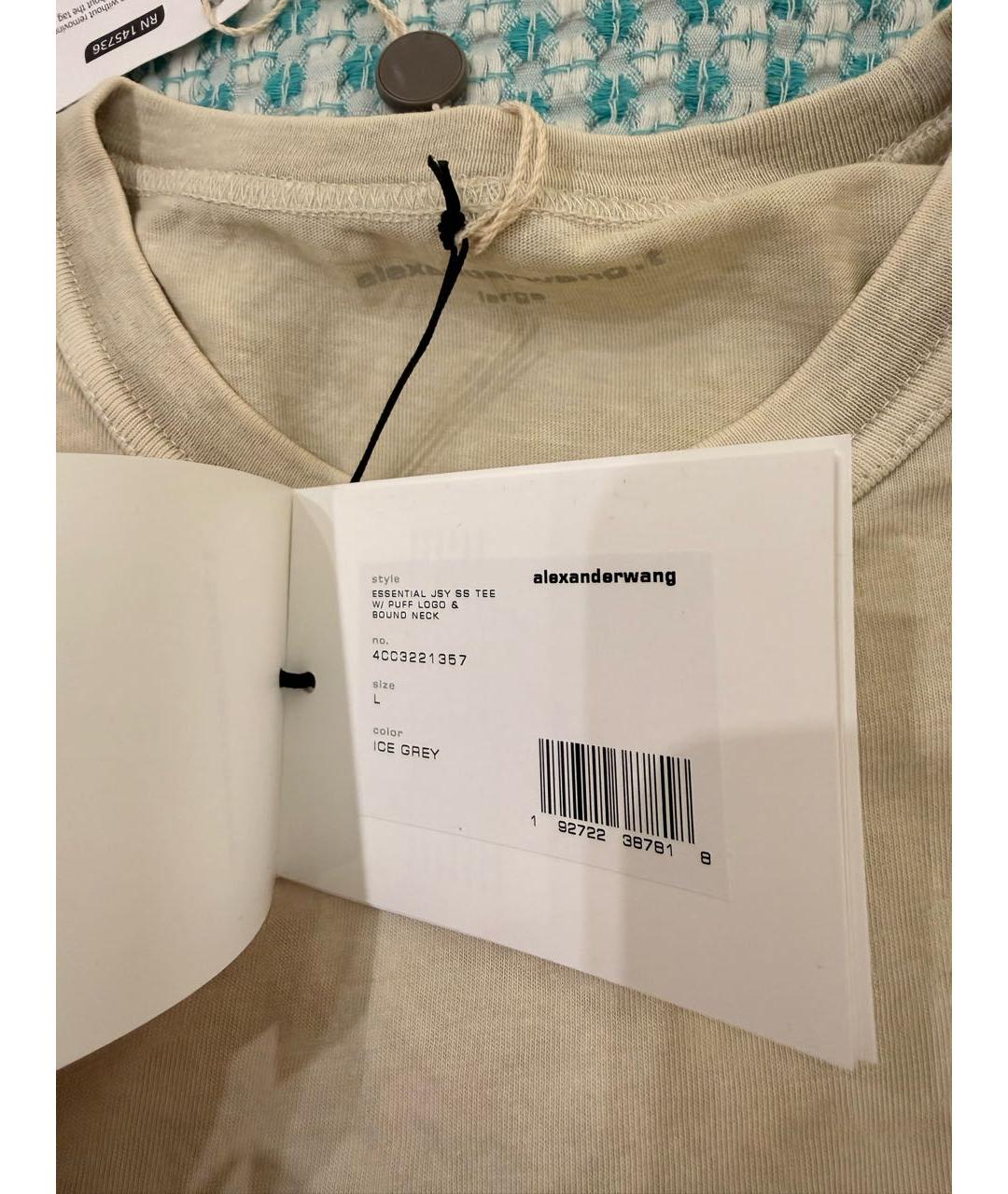 ALEXANDER WANG Бежевая хлопковая футболка, фото 4