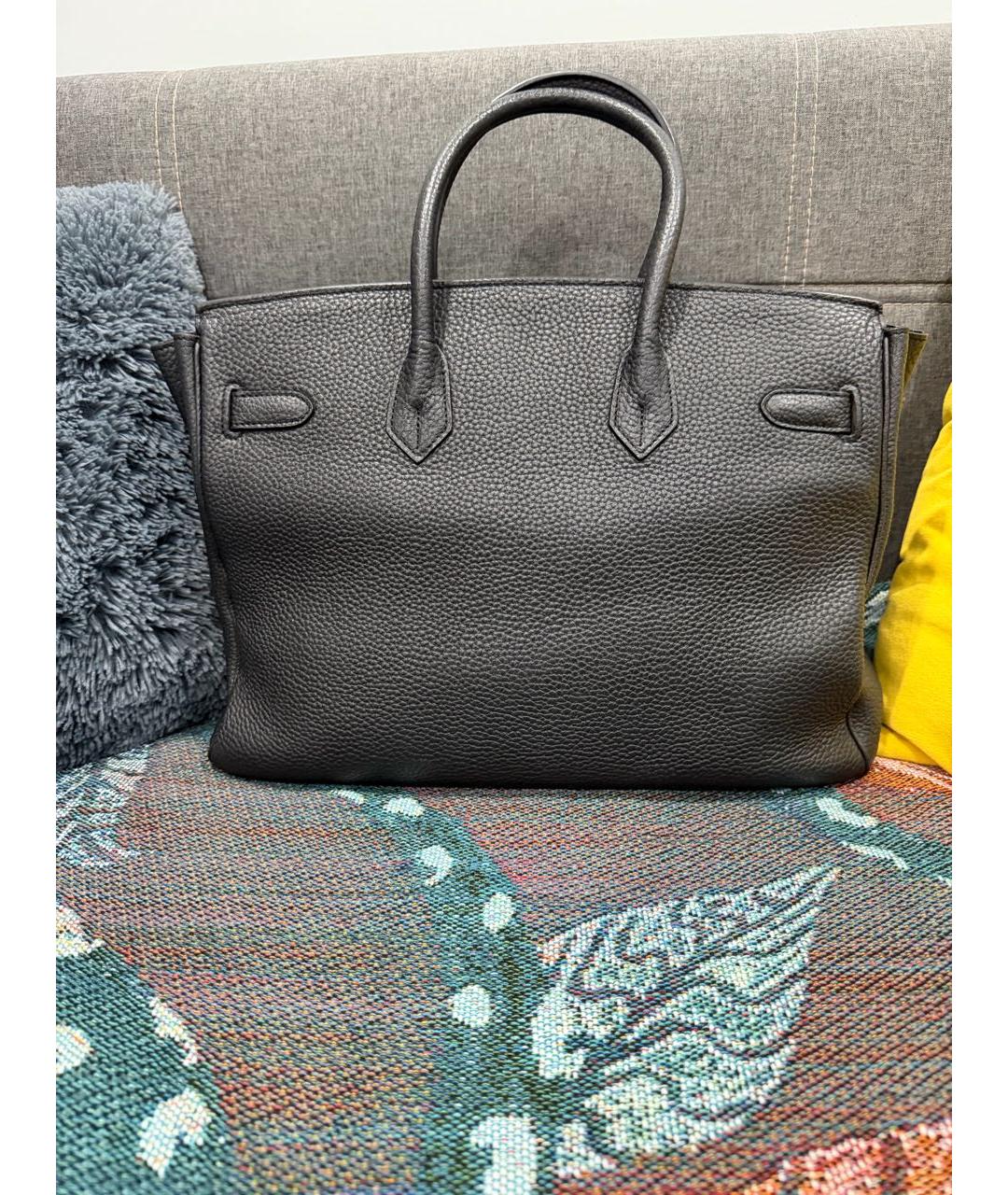 HERMES Черная кожаная сумка с короткими ручками, фото 3