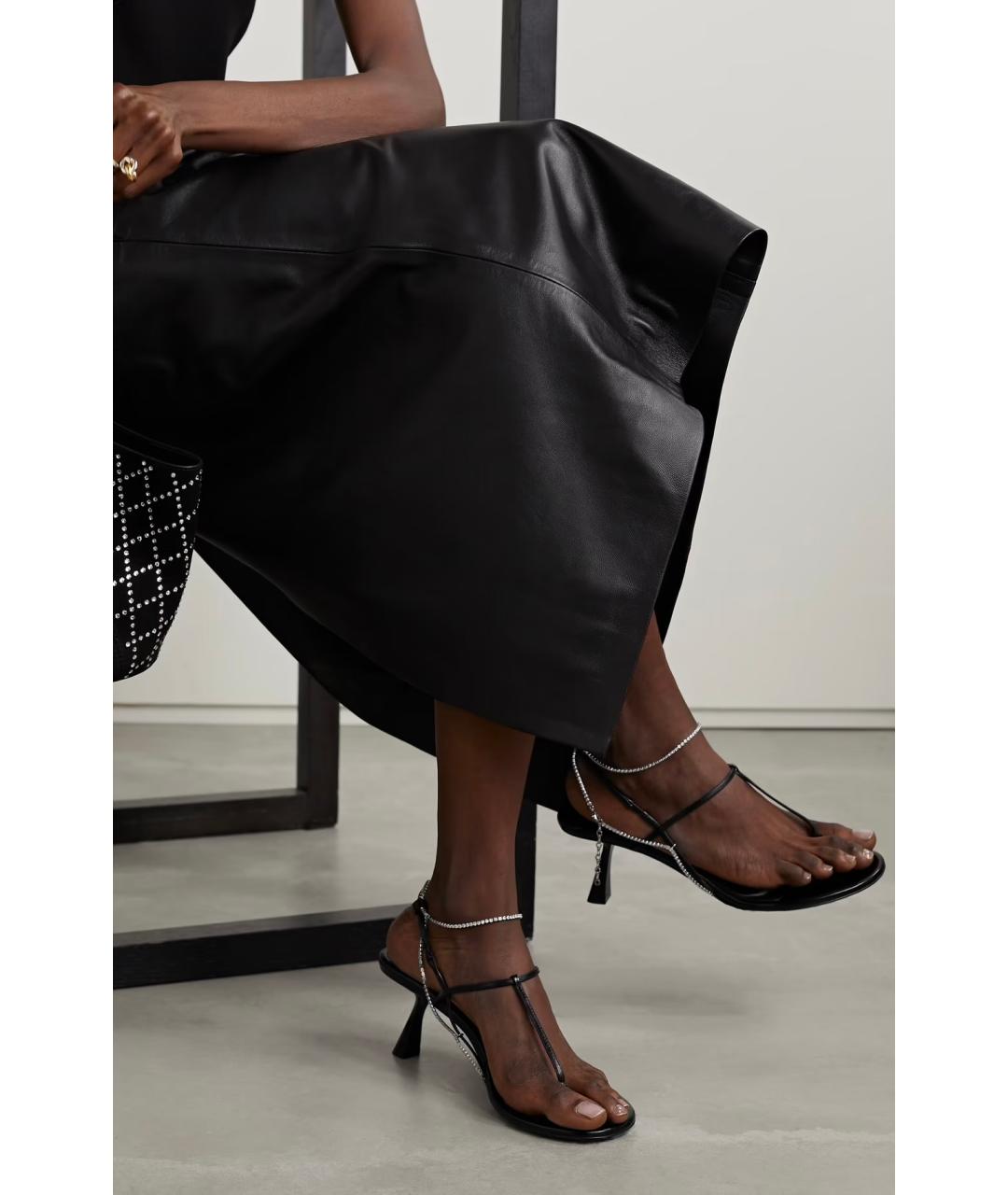 KHAITE Черные кожаные босоножки, фото 2