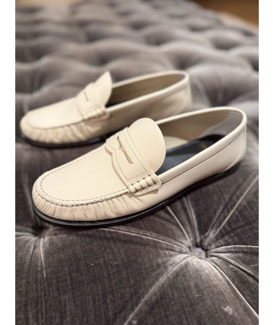 SAINT LAURENT Бежевые кожаные лоферы, фото 3