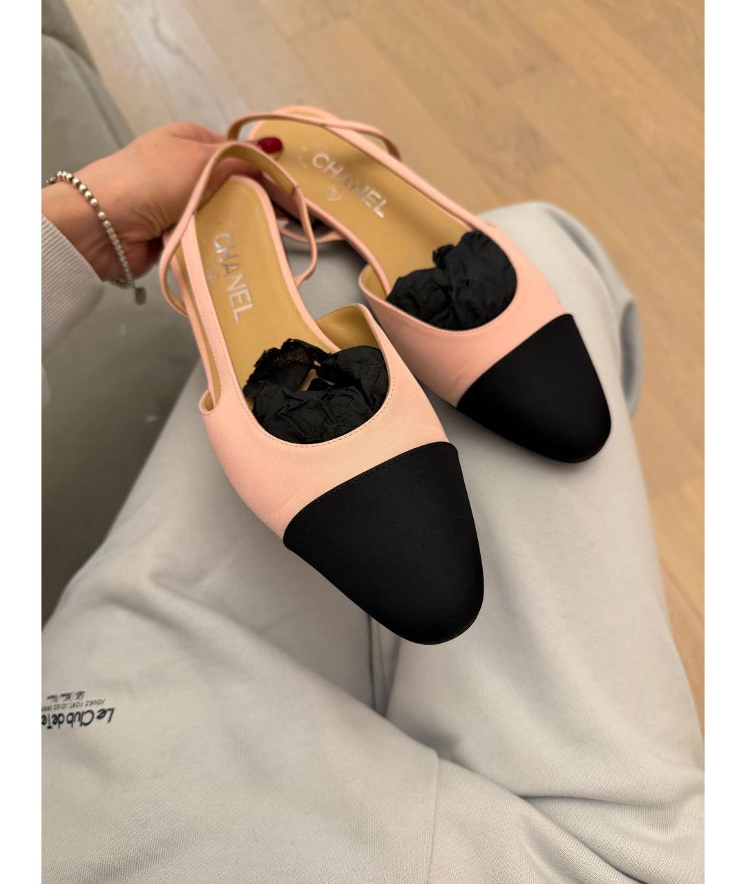 CHANEL Розовые текстильные туфли, фото 2