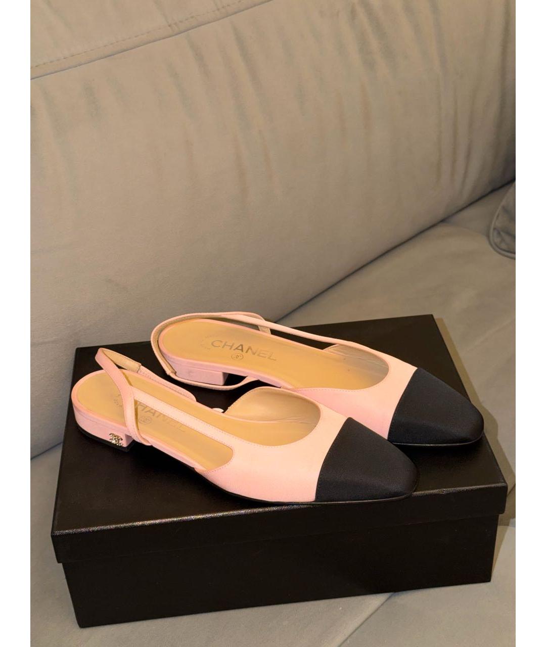 CHANEL Розовые текстильные туфли, фото 9