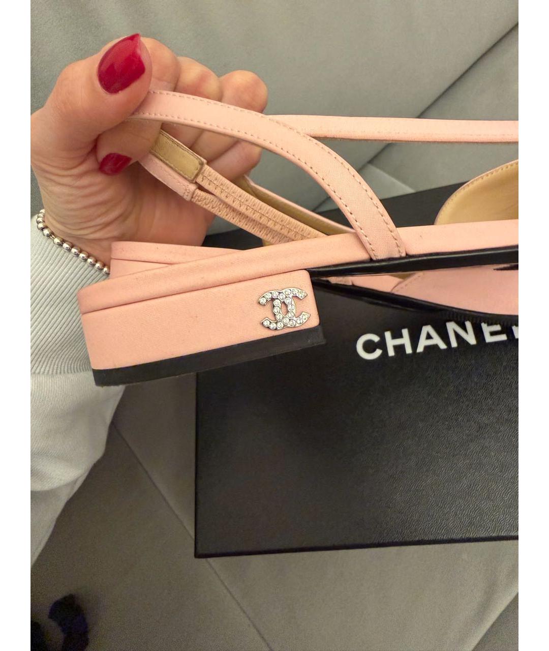 CHANEL Розовые текстильные туфли, фото 7