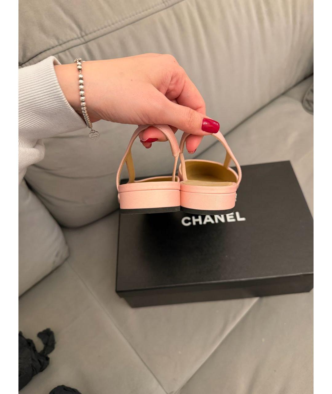 CHANEL Розовые текстильные туфли, фото 8