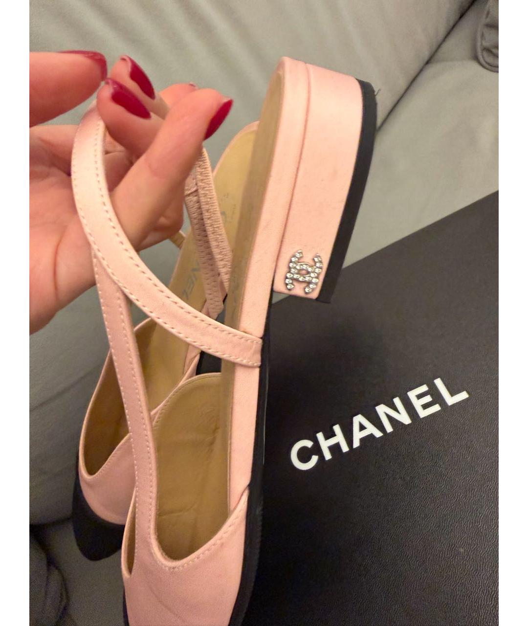 CHANEL Розовые текстильные туфли, фото 4