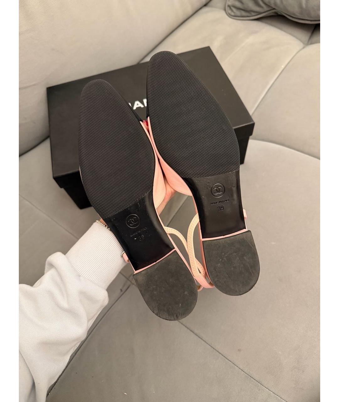 CHANEL Розовые текстильные туфли, фото 6