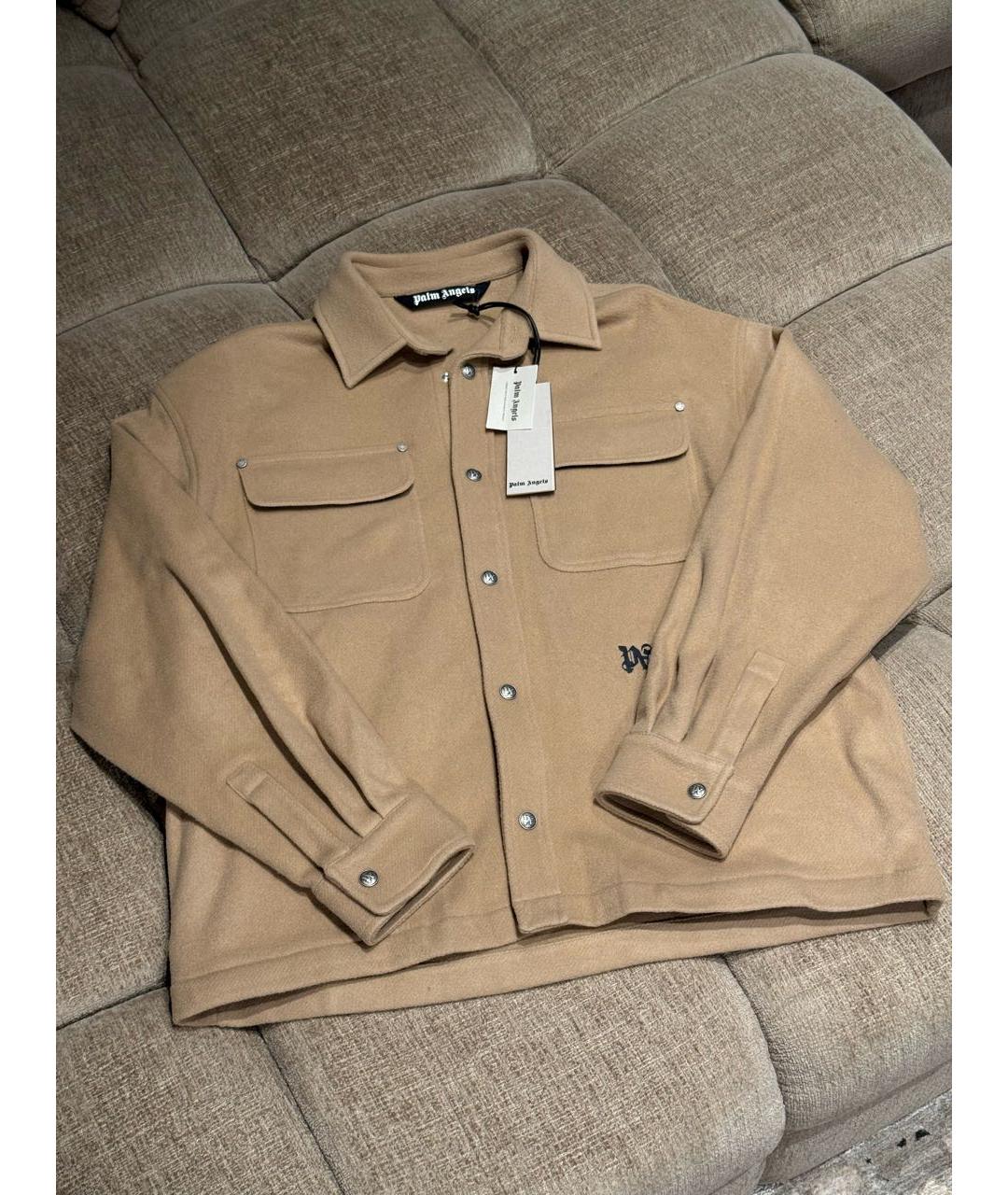 PALM ANGELS Бежевая кэжуал рубашка, фото 2