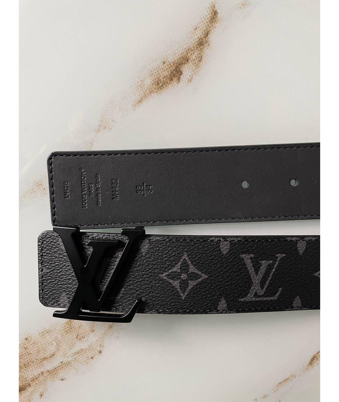 LOUIS VUITTON Черный кожаный ремень, фото 4