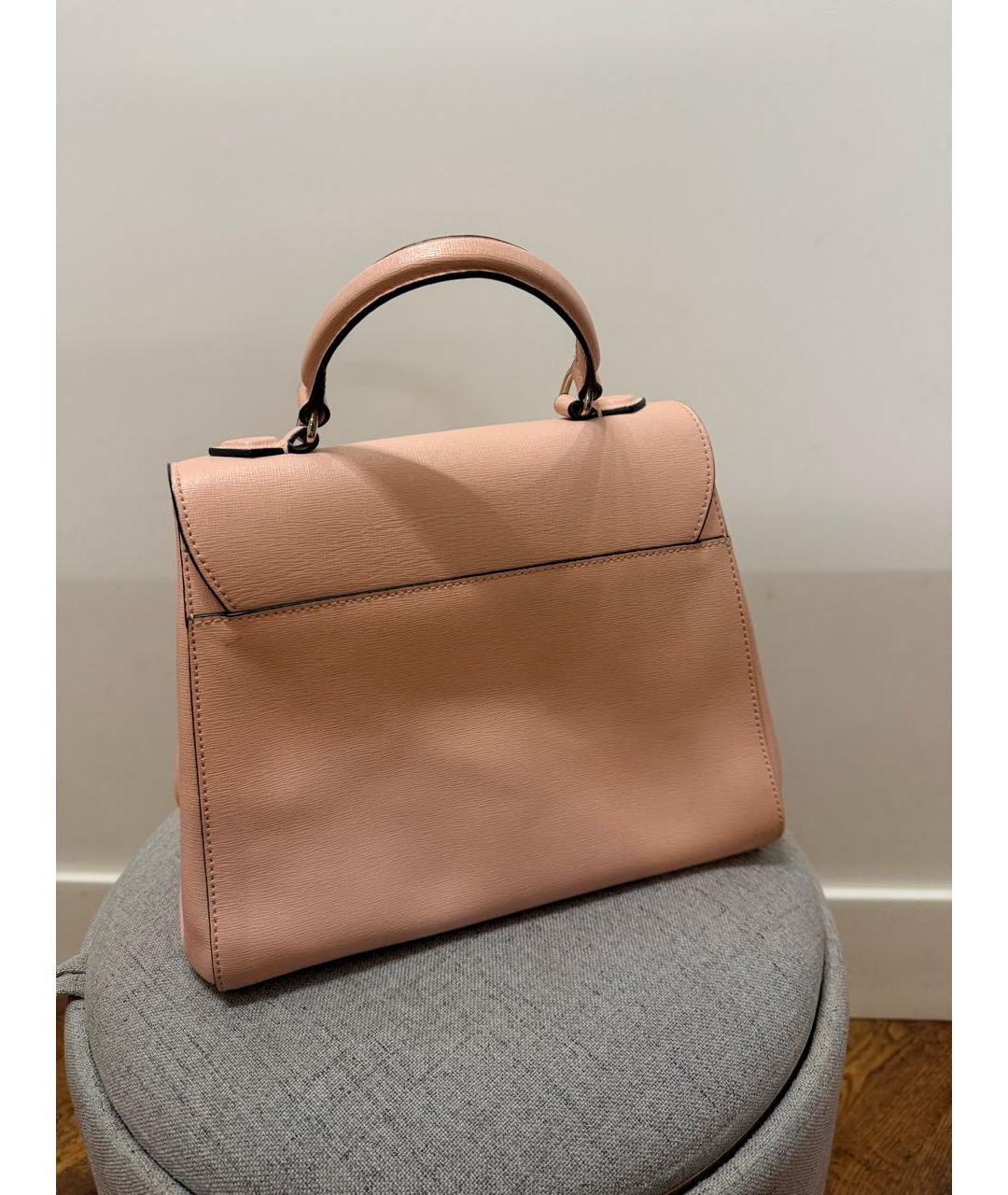 COCCINELLE Розовая кожаная сумка с короткими ручками, фото 3