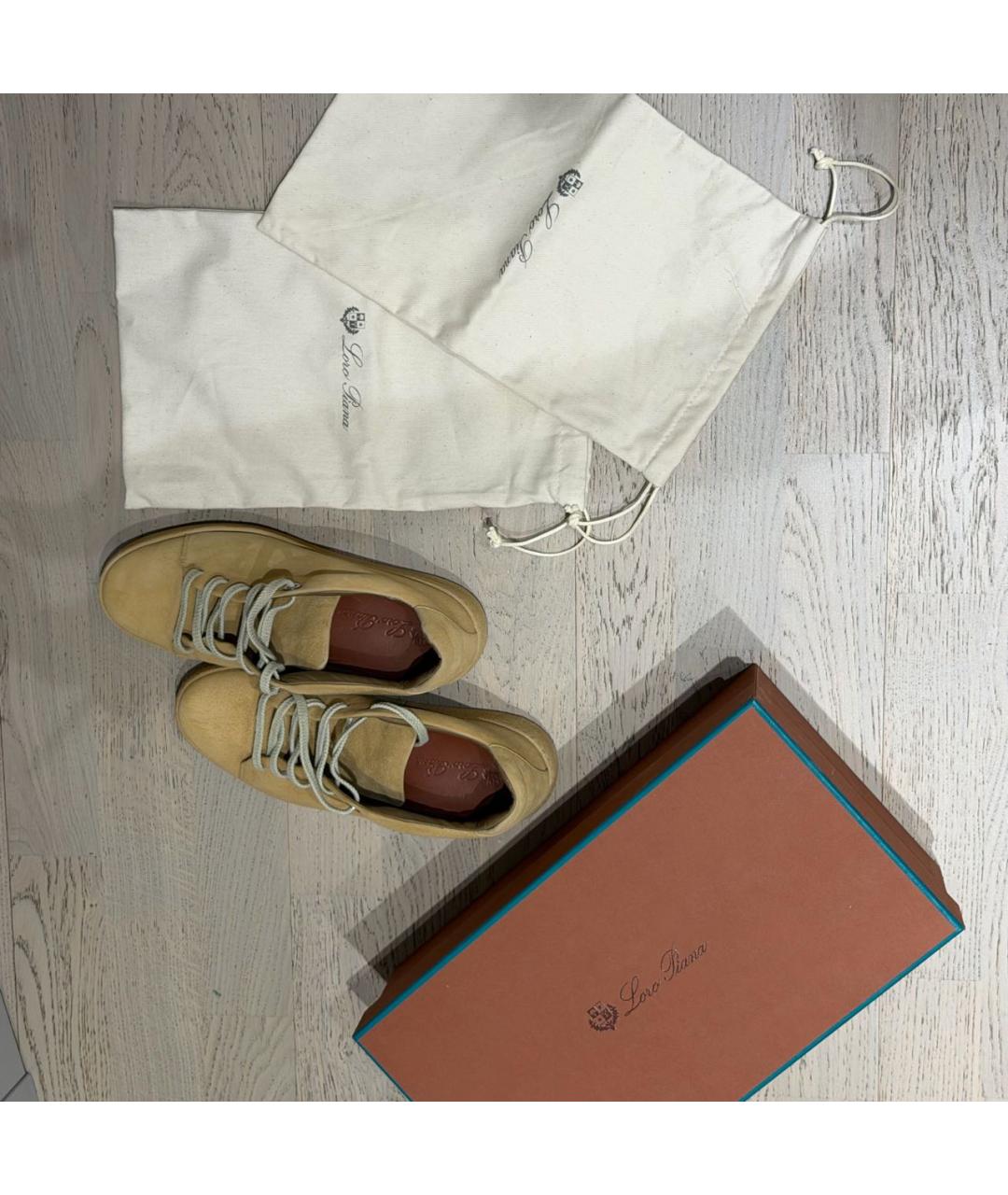 LORO PIANA Бежевые замшевые кеды, фото 7