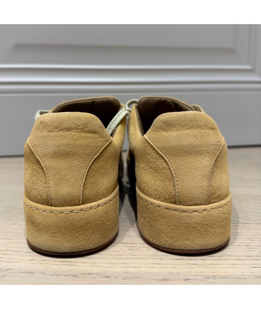 LORO PIANA Бежевые замшевые кеды, фото 4