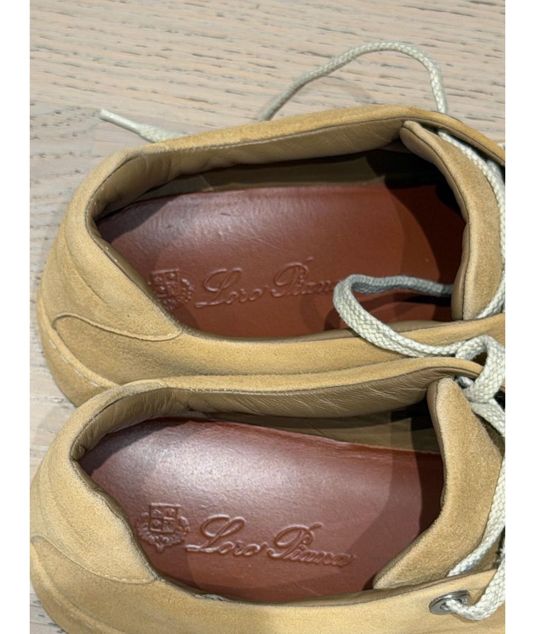 LORO PIANA Бежевые замшевые кеды, фото 5