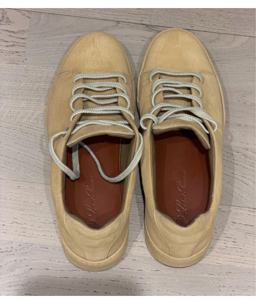 LORO PIANA Бежевые замшевые кеды, фото 3