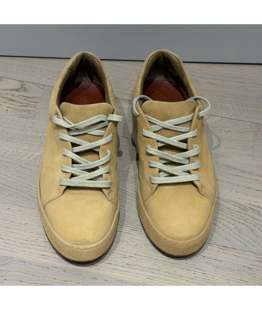 LORO PIANA Бежевые замшевые кеды, фото 2