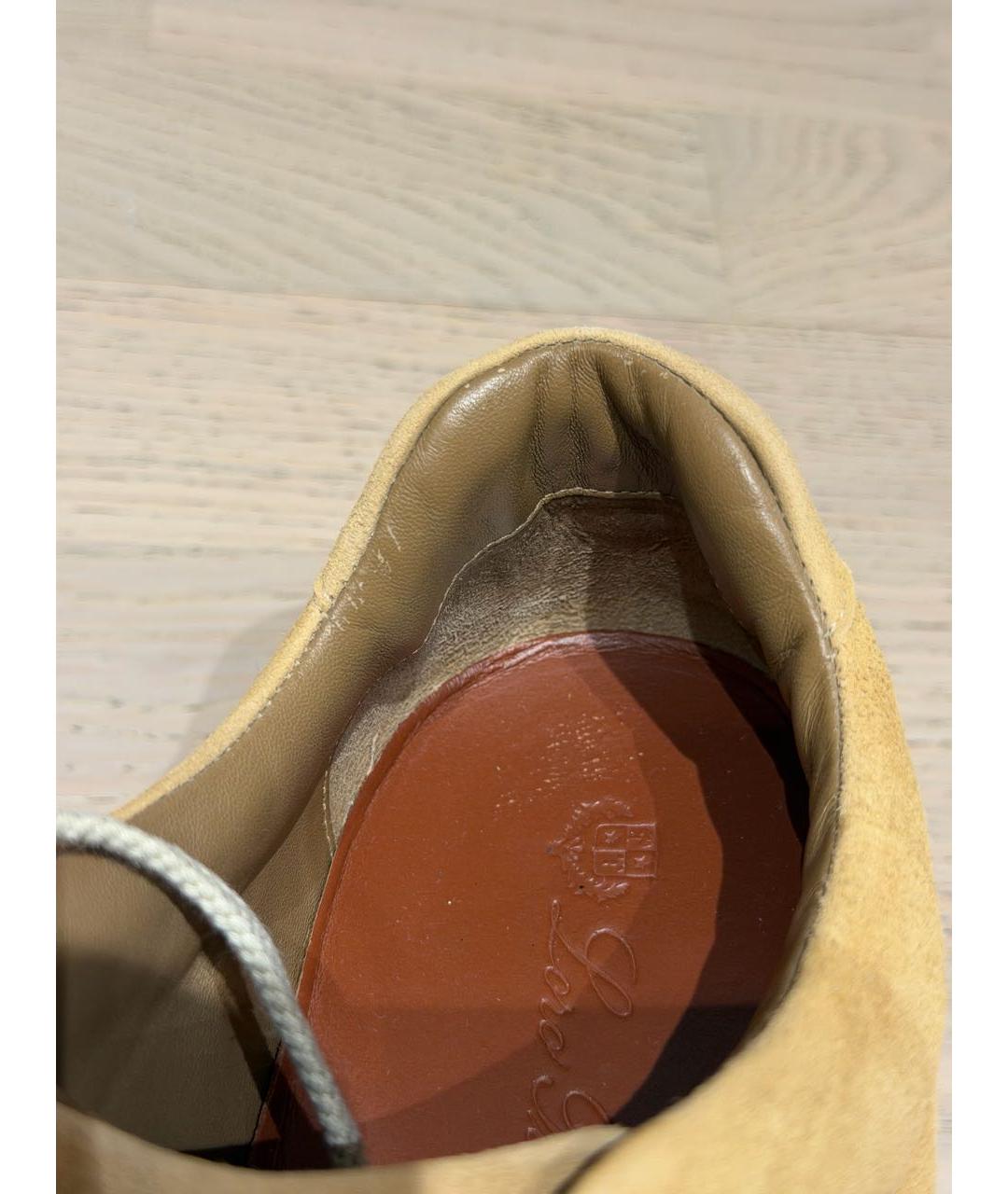 LORO PIANA Бежевые замшевые кеды, фото 6