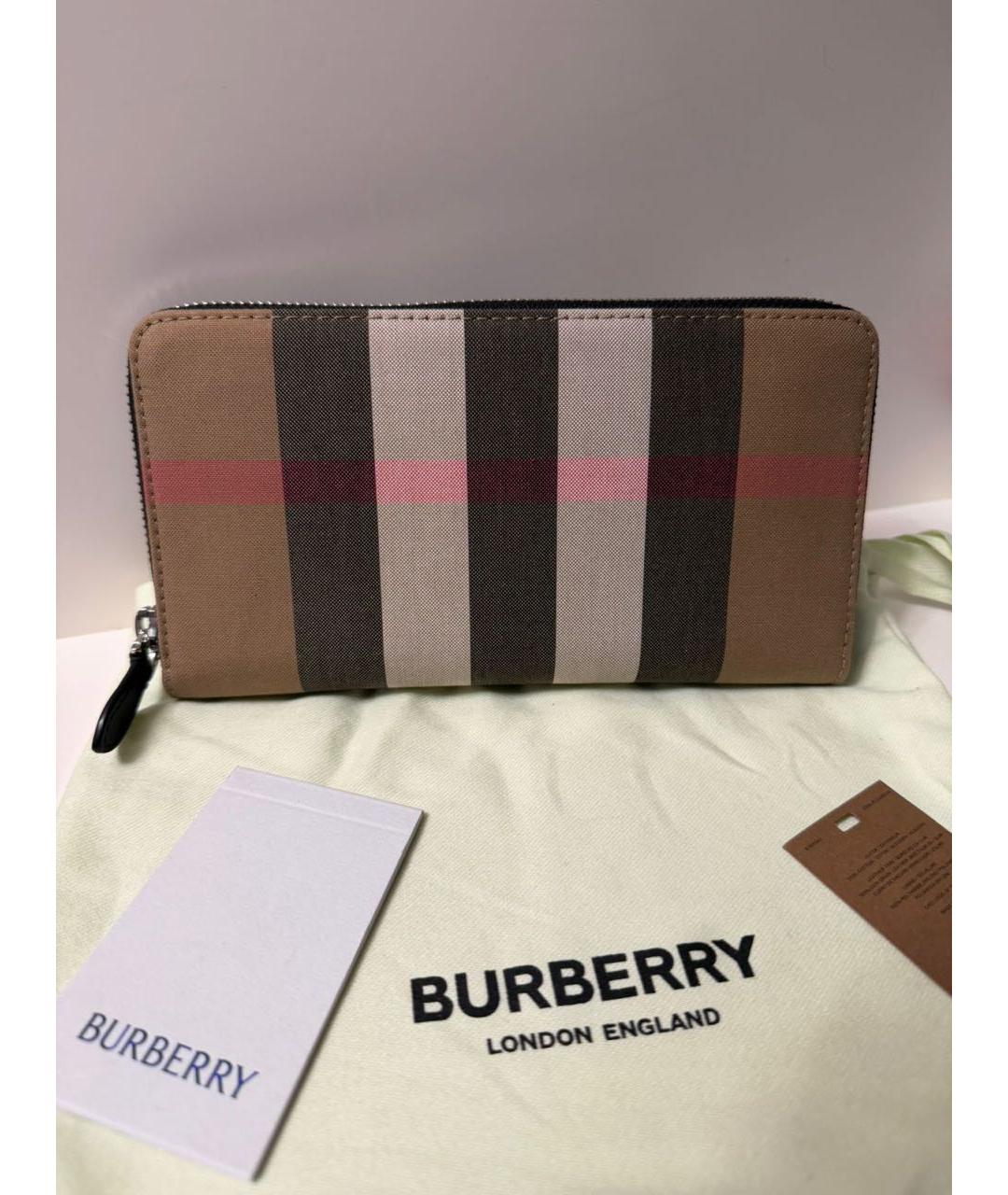 BURBERRY Бежевый кожаный кошелек, фото 3