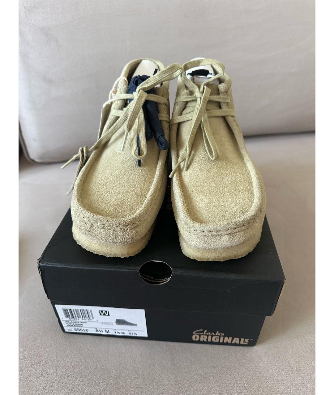 CLARKS Бежевые кожаные высокие ботинки, фото 2