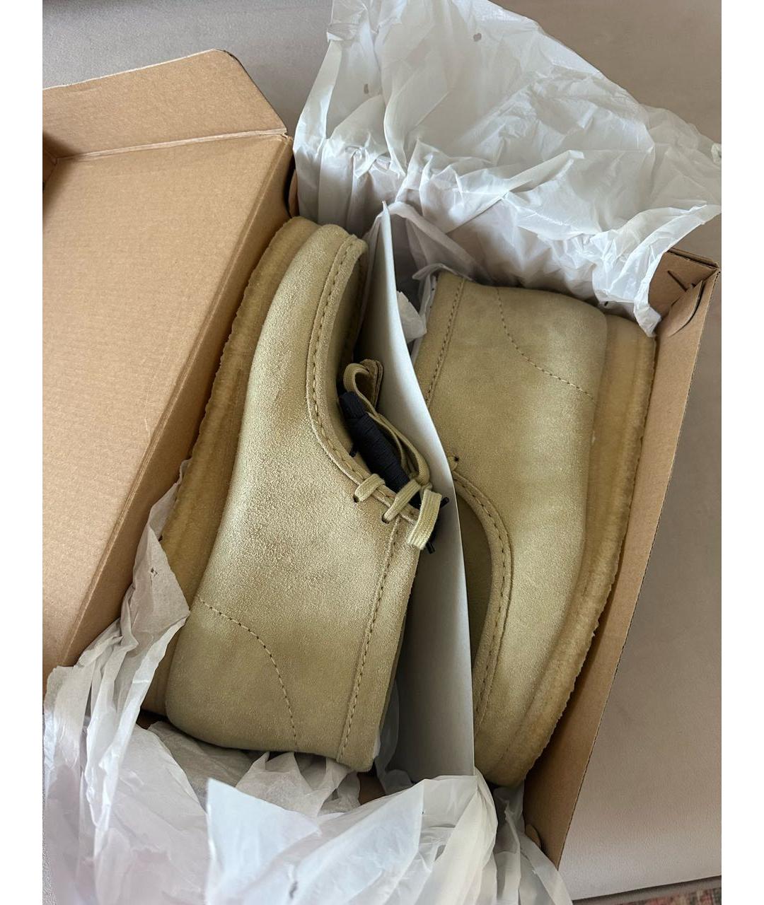 CLARKS Бежевые кожаные высокие ботинки, фото 6