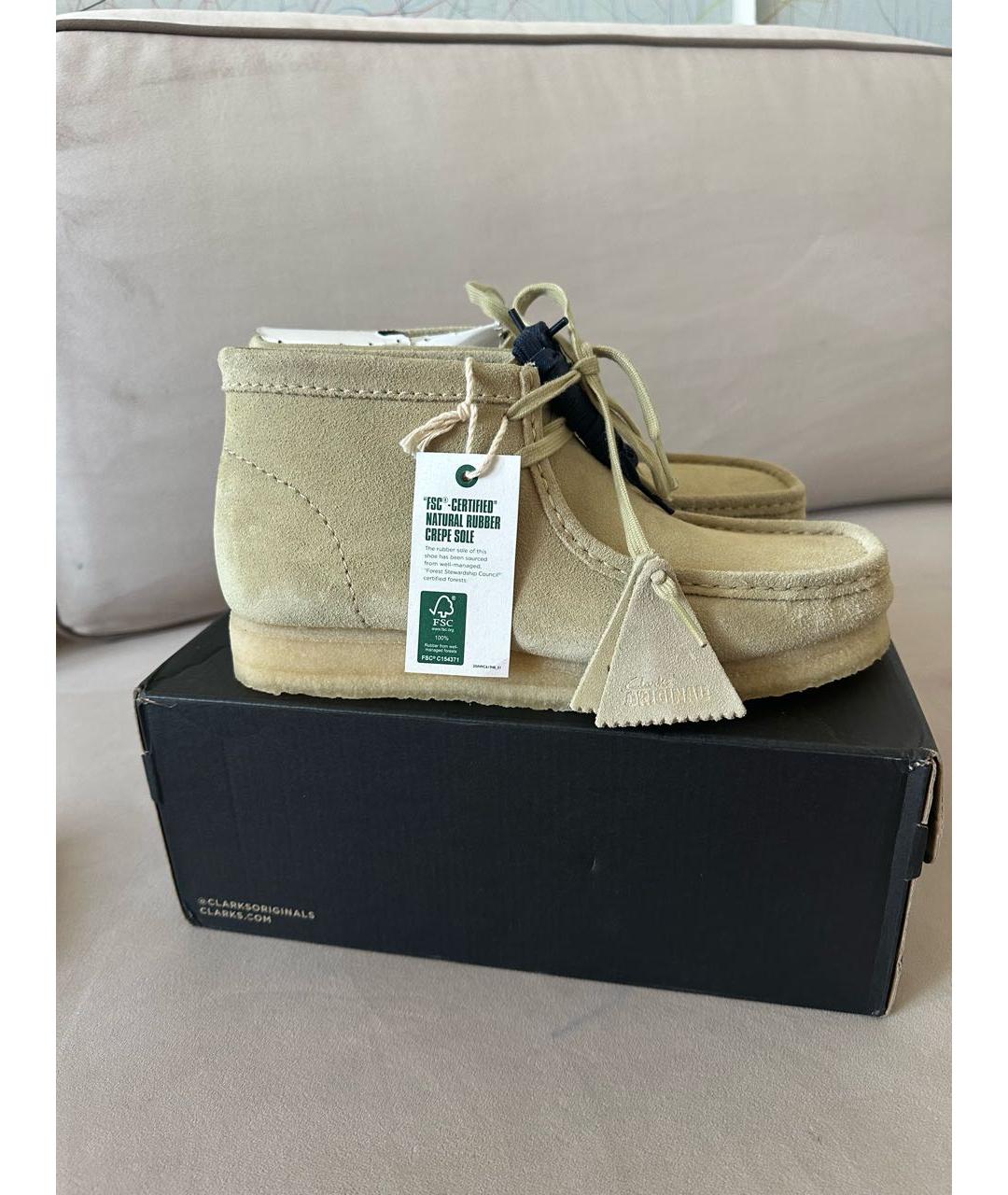 CLARKS Бежевые кожаные высокие ботинки, фото 5