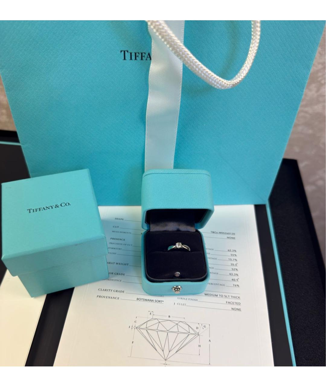 TIFFANY&CO Серебряное платиновое кольцо, фото 2