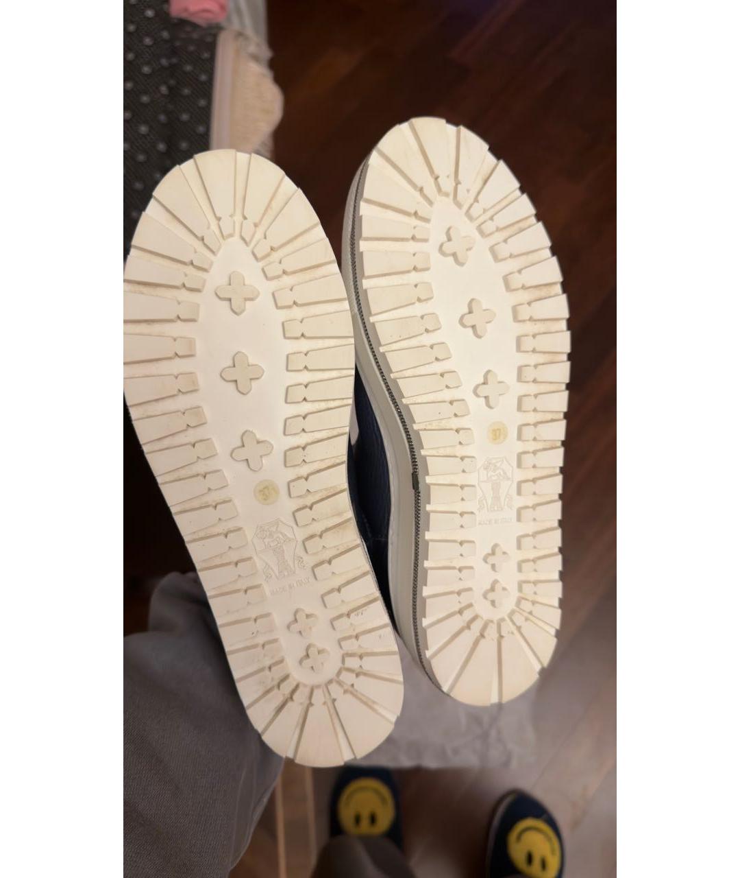 BRUNELLO CUCINELLI Темно-синие кожаные кеды, фото 5