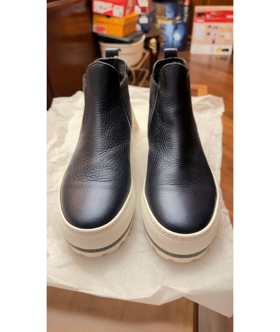 BRUNELLO CUCINELLI Темно-синие кожаные кеды, фото 2